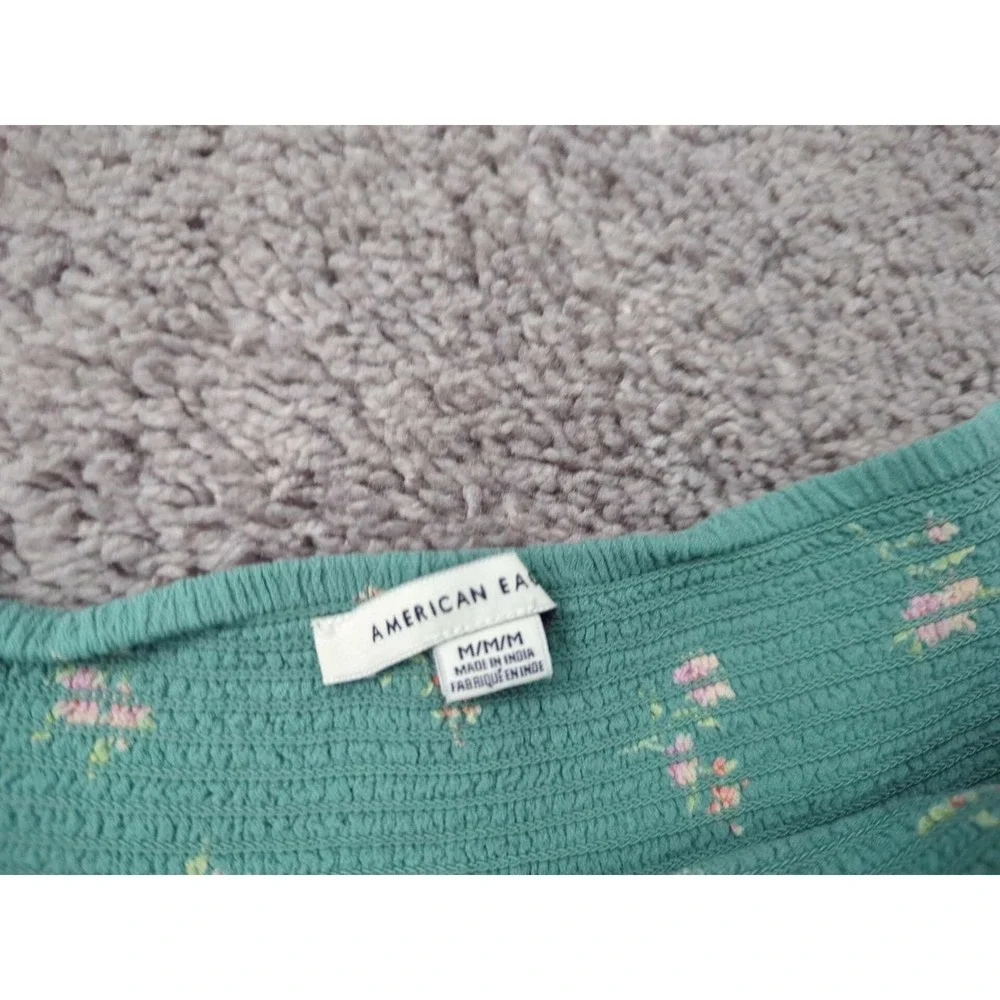 American Eagle Shorts Womens M Green Floral Smocked‎ Waistband Pull On Flowy
